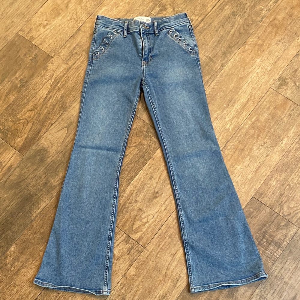 Abercrombie & Fitch Medium Blue Lace-Up Flare Jeans